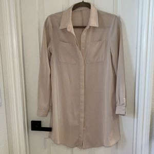 Soft silky button up shirt dress